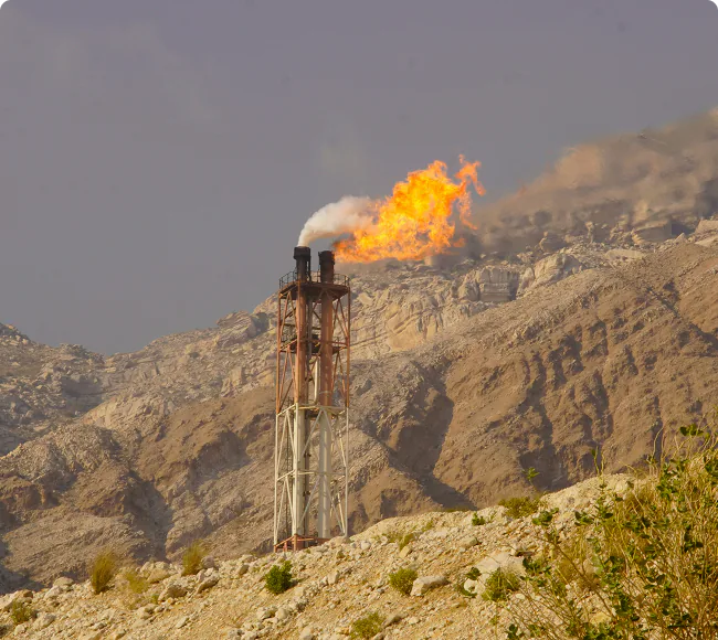 Oil and gas processing infrastructure at an industrial site