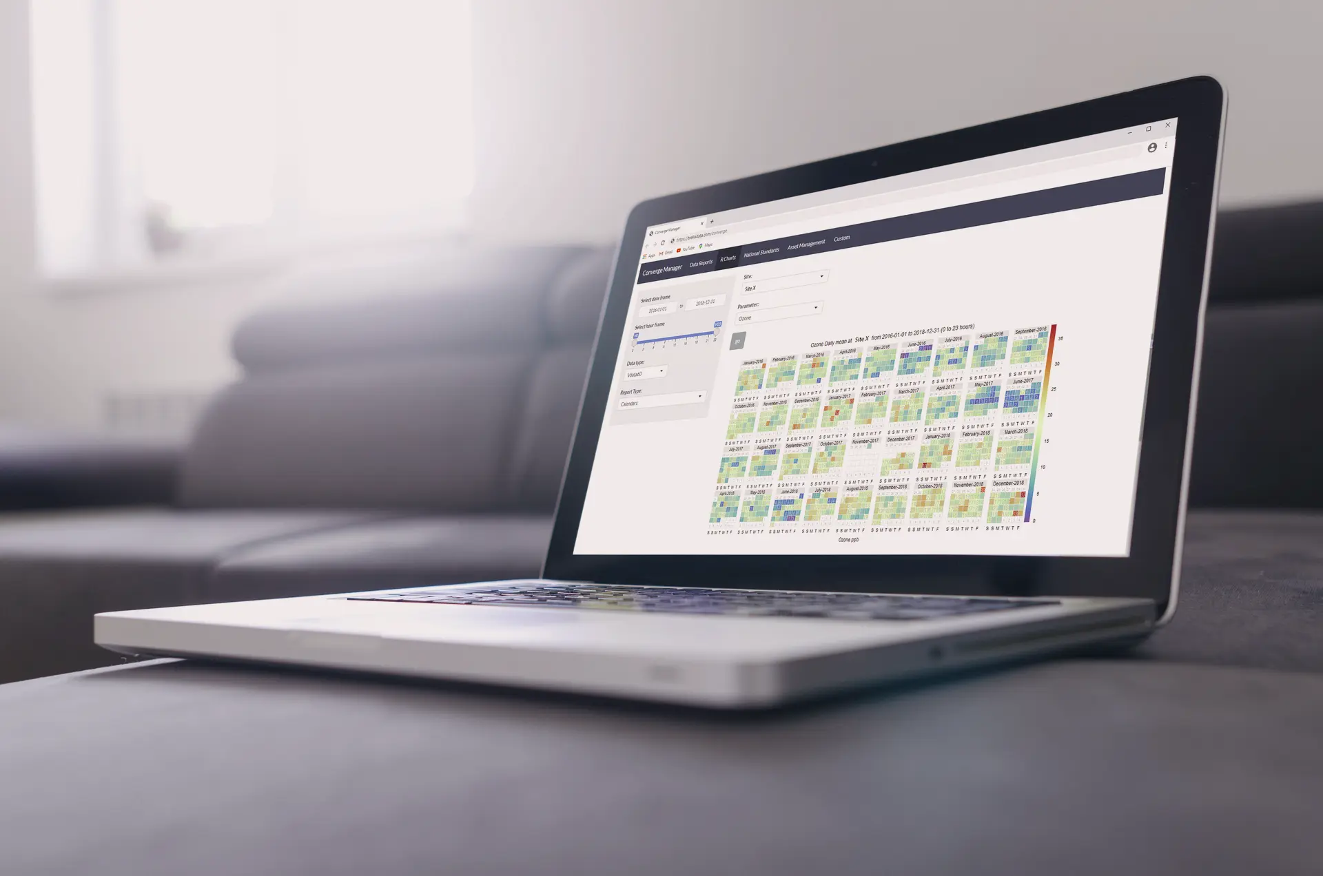 Laptop displaying a validated TES environmental compliance report